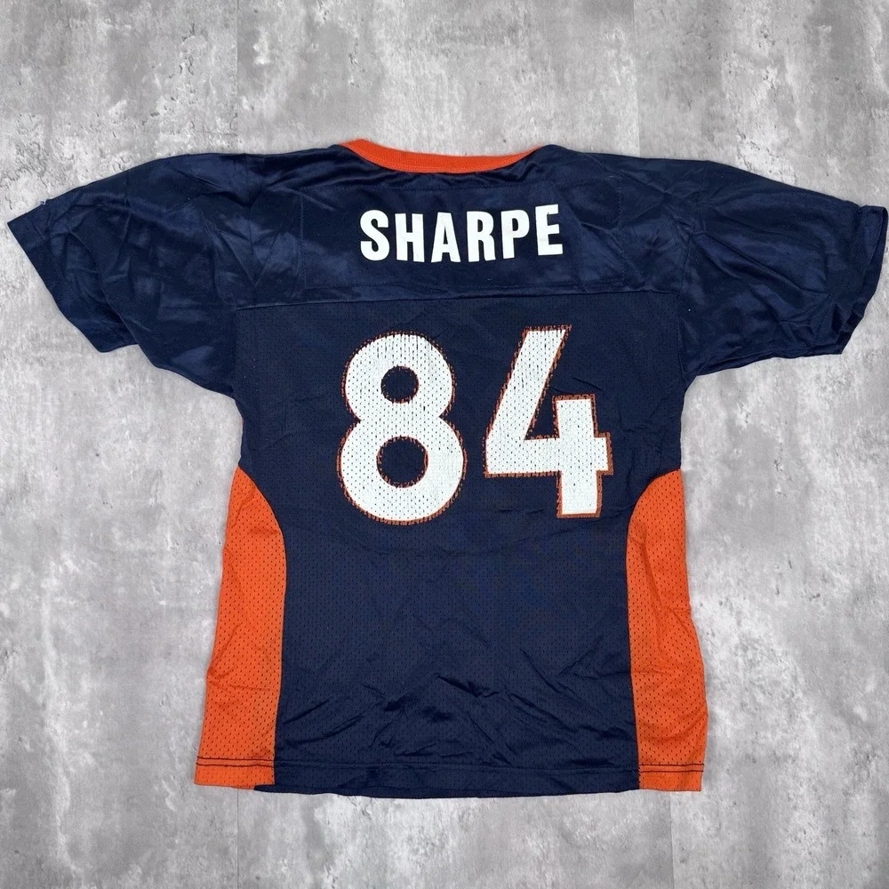 Vintage Champion Denver Broncos Jersey Youth Large Blue Shannon Sharpe NFL USA